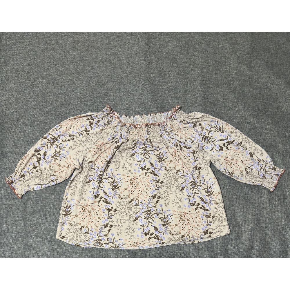Melloday Women's XL Blouse Floral Smocked Off Shoulder Puff Sleeve